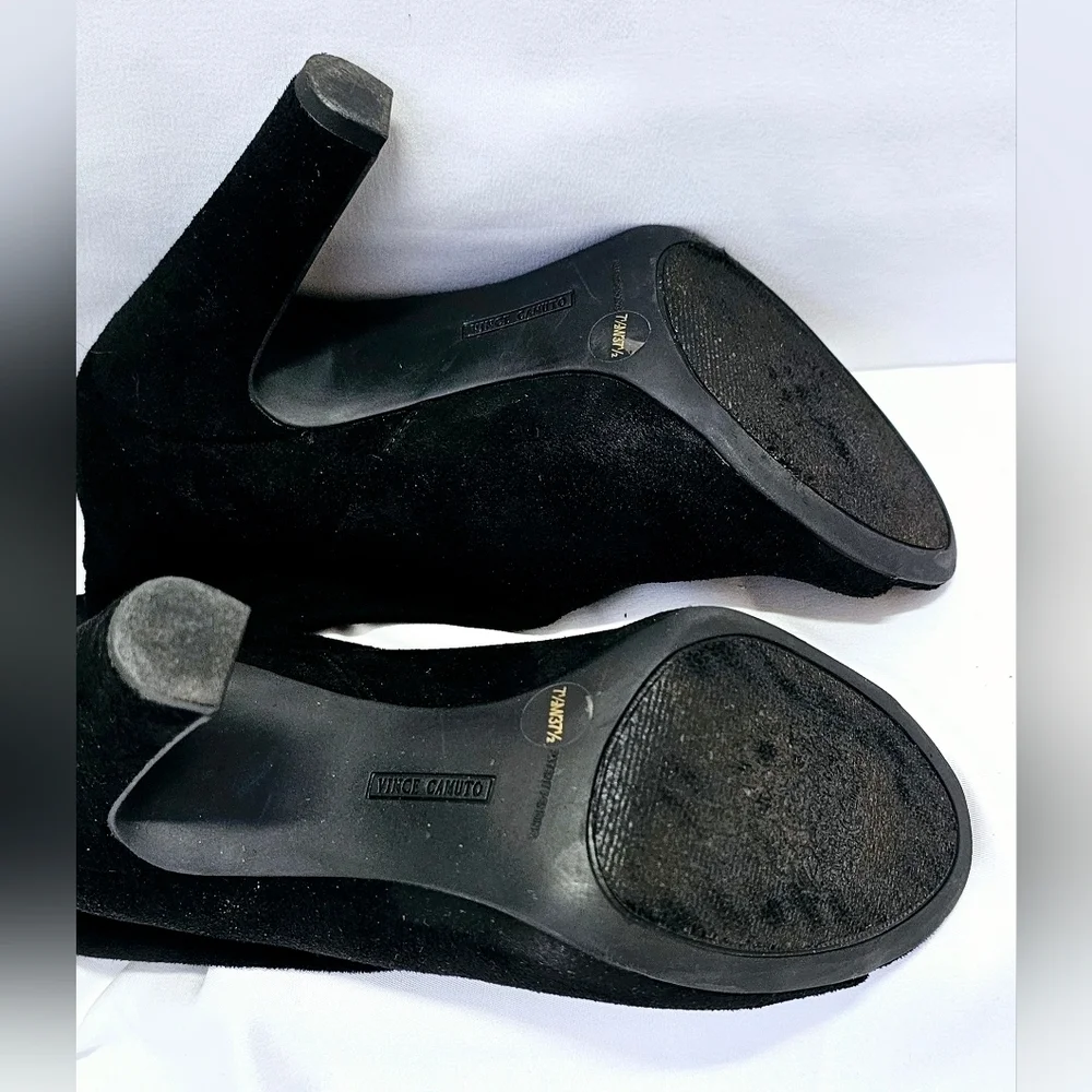 Size 7.5 Vince Camuto Black Suede Peep-Toe Ankle Boots